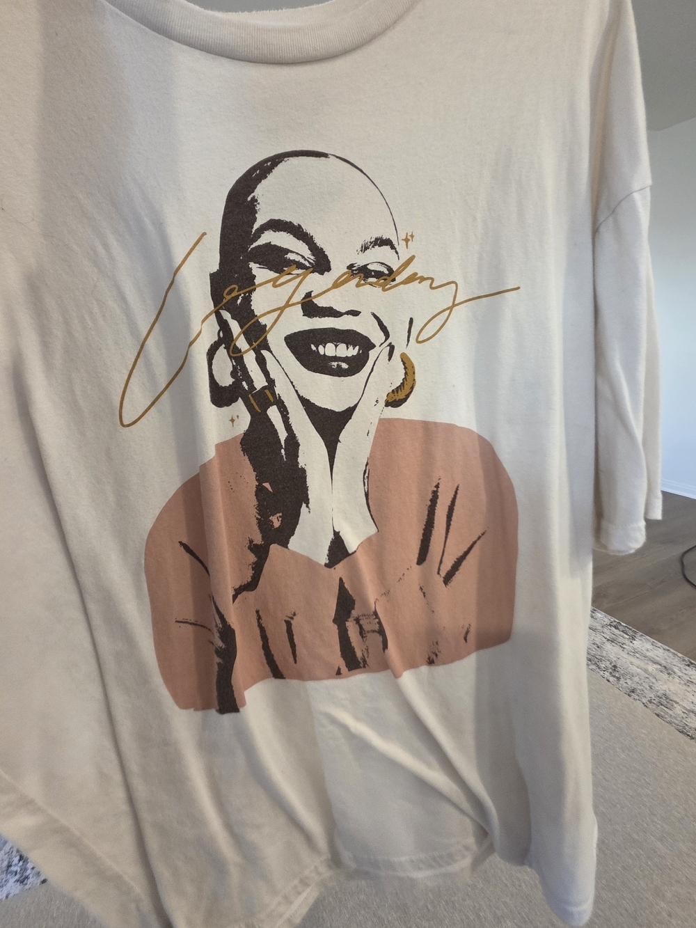 Black History Month Graphic Smile Tee with Pink Illustration and Gold Script